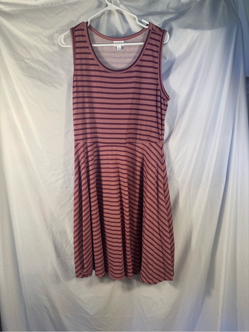 NWOT LuLaRoe Nicki Dress XL Pink Purple Striped Tank A-Line Skater Coquette Y2K